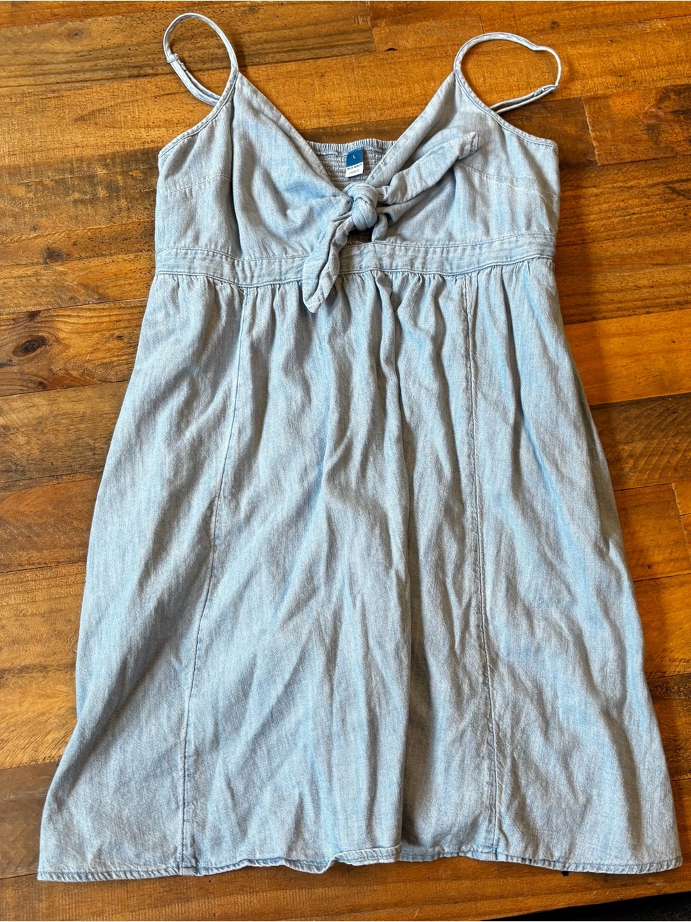Light Blue Tie-Front Spaghetti Strap Sundress